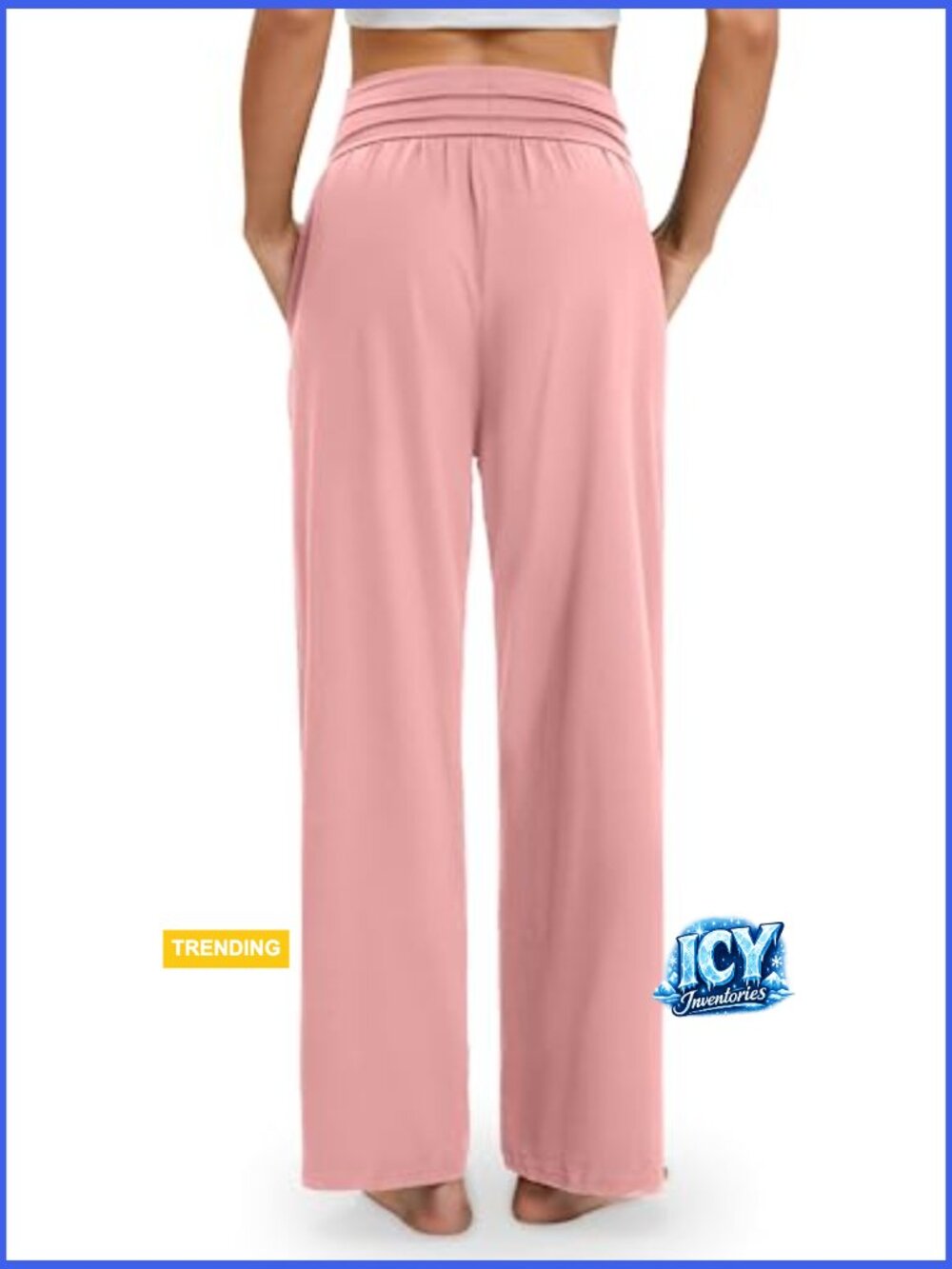 High Waisted Wide Leg Yoga Pants with Pockets Flowy Lounge Sweatpants - Picture 4 of 7